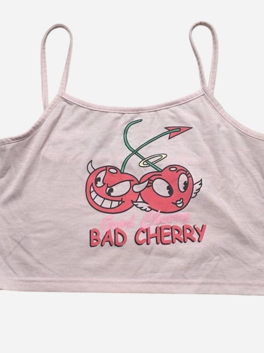 SHEIN Pink Graphic 'Bad Cherry' Cropped Tank